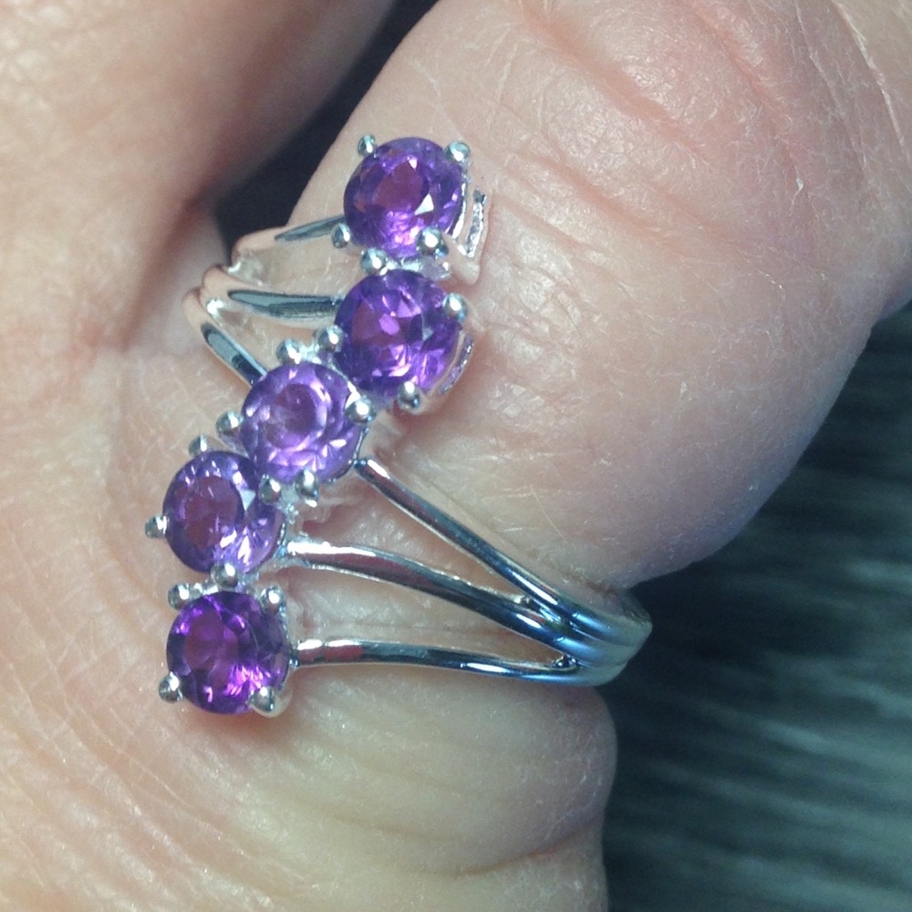 🔥NWT! Genuine Amethyst 6 rail .925 Wrap Ring + 🎁